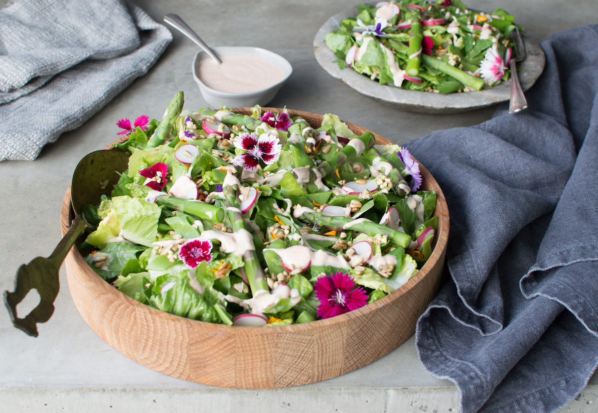 Spring Green Salad with Smokey Yoghurt Dressing