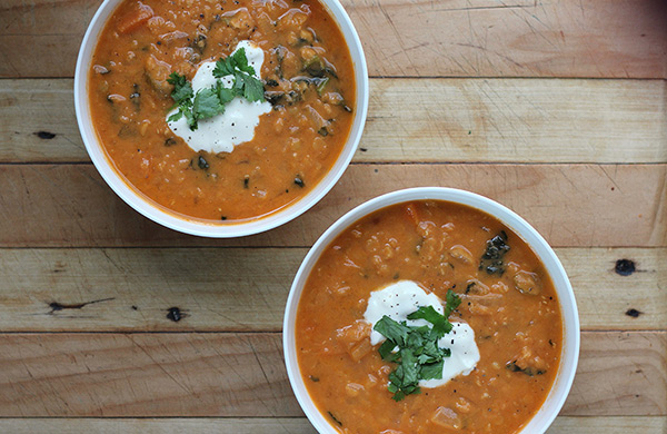 Warming Winter lentil and coconut soup